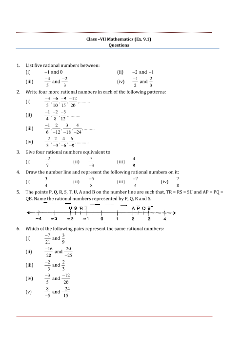 NCERT Solutions for Class 7 Maths Chapter 9 Rational Numbers