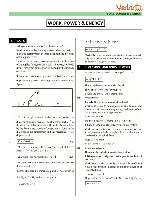 work energy and power class 11 case study questions