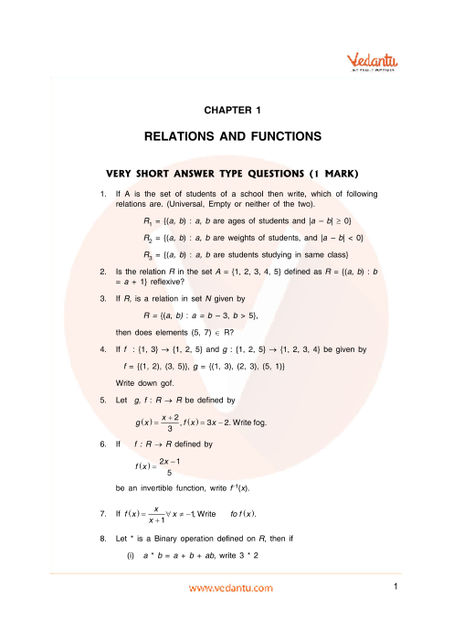 case study questions on relations and functions class 12