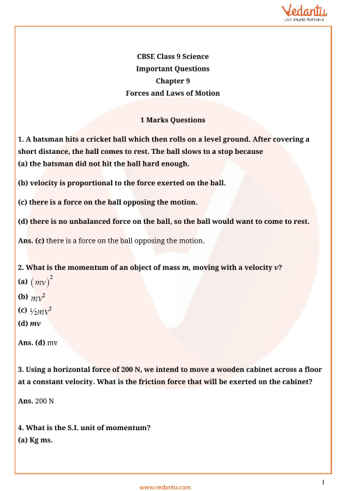 cbse class 9 science chapter 8 case study questions