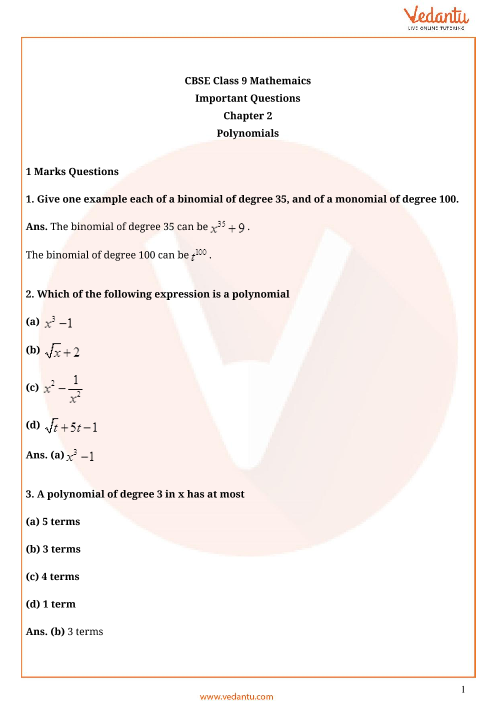 class 9 maths chapter 2 case study questions with solutions