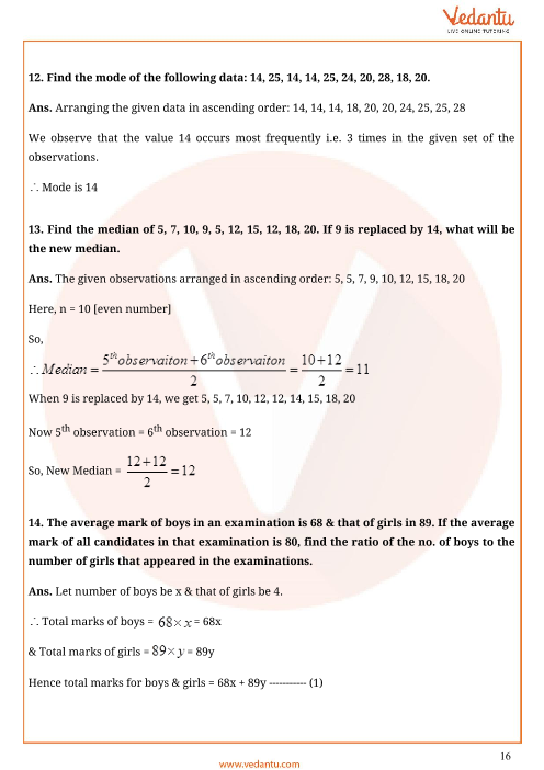 Important Questions For Cbse Class 9 Maths Chapter 14 Statistics