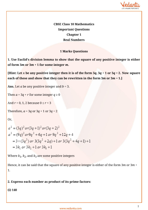 chapter wise assignments for class 10 maths