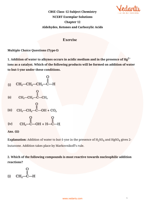 NCERT Exemplar for Class 12 Chemistry Chapter-12 part-1