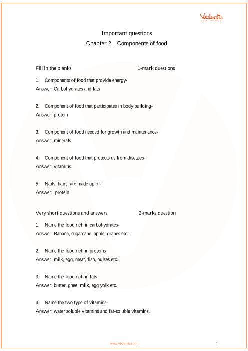 Important Questions For Cbse Class 6 Science Chapter 2