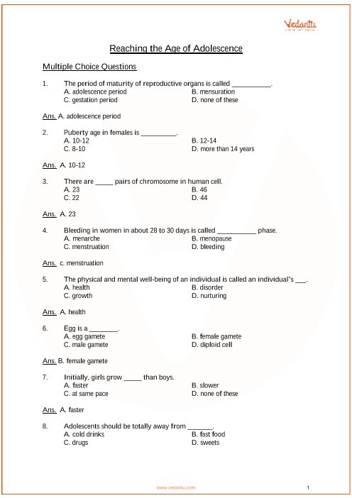 Important Questions For Cbse Class 8 Science Chapter 10 Reaching The Age Of Adolescence Important Questions For Cbse Class 8 Science Chapter 10 Reaching The Age Of Adolescence
