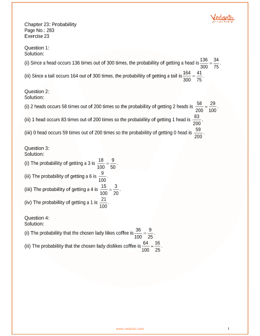 RS Aggarwal Class 7 Solutions Chapter 23_Probability part-1