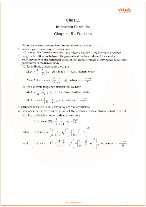 Arithmetic Formula Chart