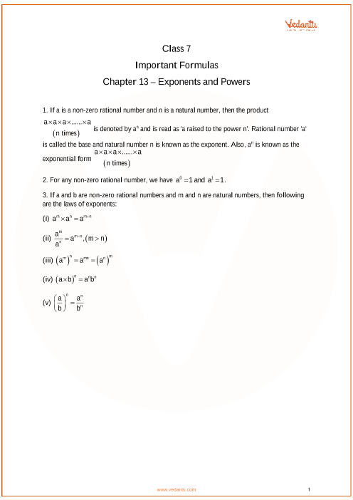 7th Grade Math Chart Formulas