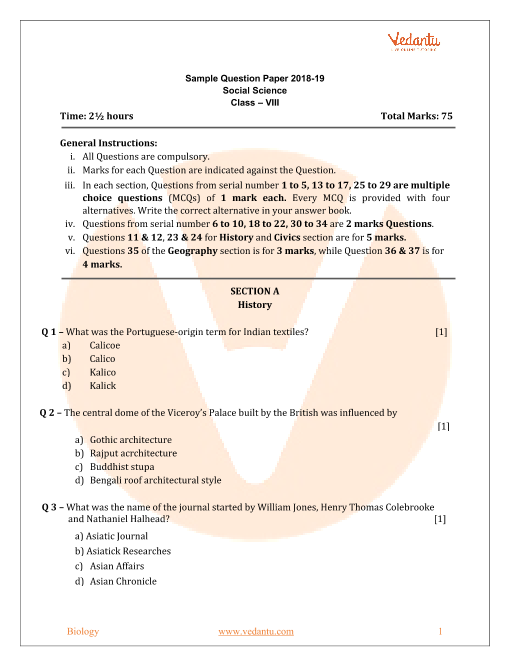 8th class social exam paper essay 1