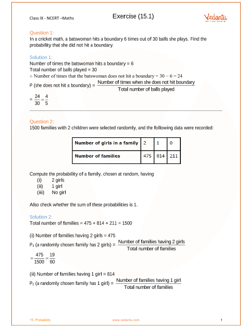 probability case study examples class 9