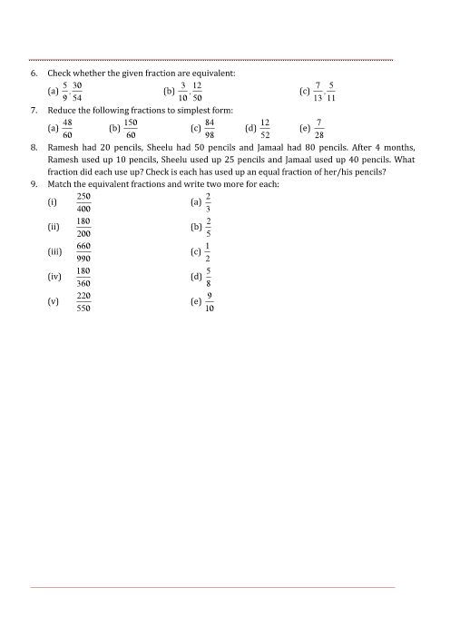 Ncert Solutions For Class 6 Maths Chapter 7 Fractions Ex 7 6 Exercise 7 6