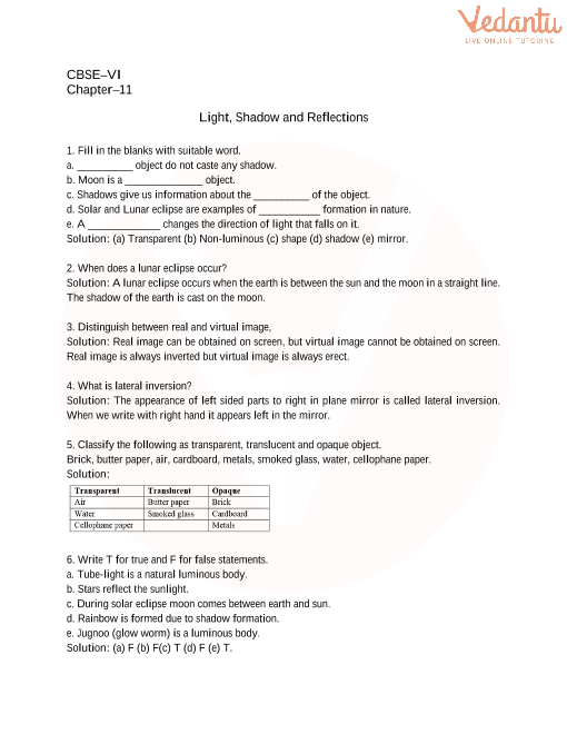 case study on light class 6