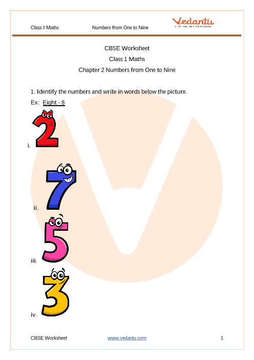 Class 1 Maths Worksheet