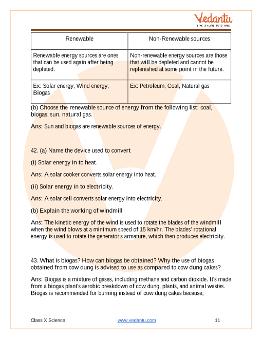 CBSE Class 10 Science Chapter 14 Sources of Energy Important Questions  2022-23