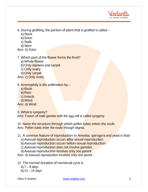 CBSE Class 10 Science Chapter 8 How do Organisms Reproduce? Important  Questions 2022-23