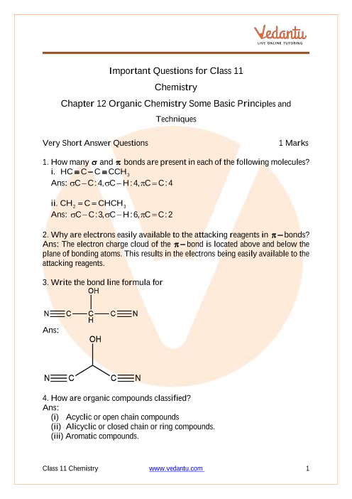 general organic chemistry questions and answers