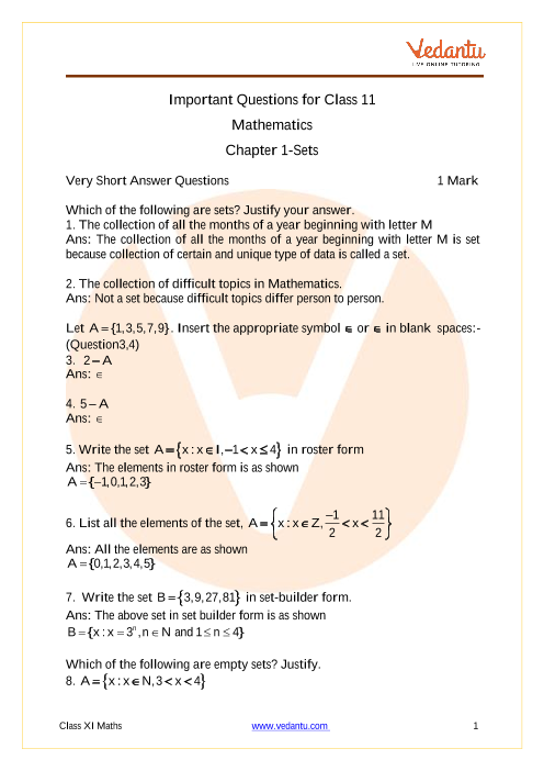case study questions of class 11 maths