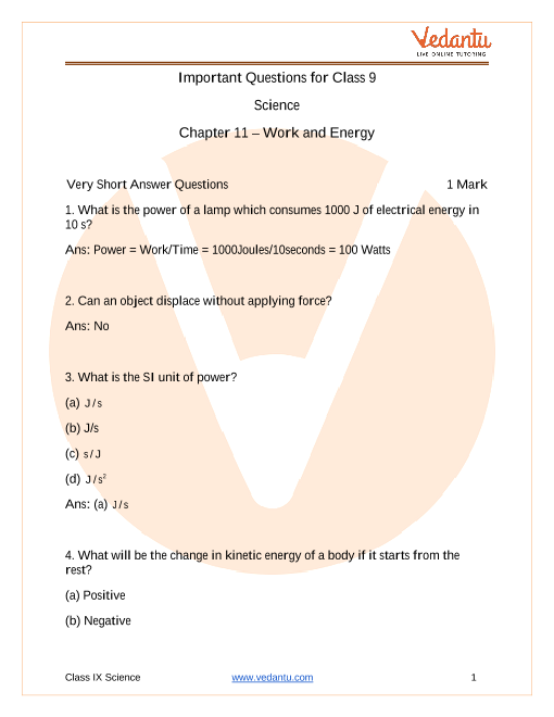 case study question on work and energy