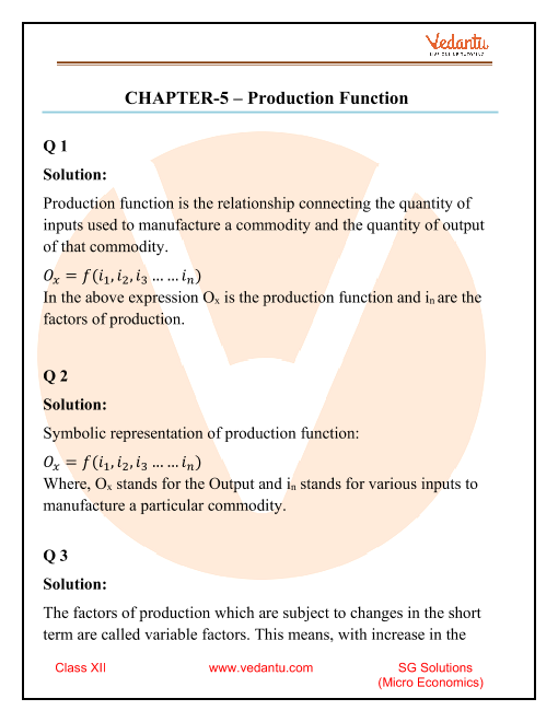 production function notes