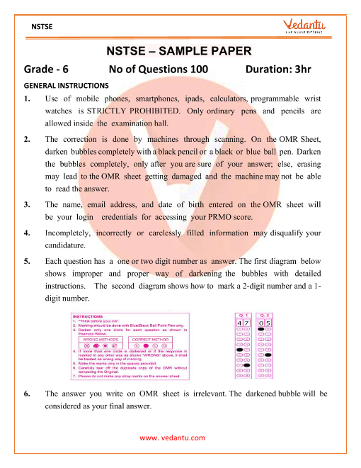 6th class question paper essay 1
