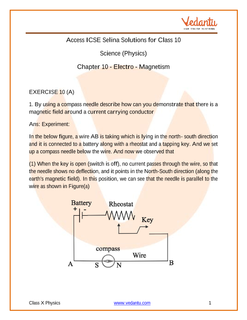 Electro Magnetism Solutions for ICSE Board Class 10 Physics (Concise ...