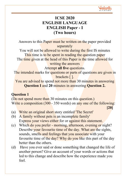 Icse Class English Language Previous Years Question Papers Solved | Hot ...