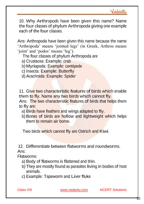 Selina Concise Biology Class 7 ICSE Solutions for Chapter 3 -  Classification of Animals