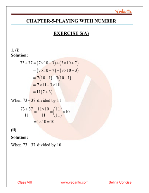 Selina Concise Mathematics Class 8 ICSE Solutions for Chapter 5 Playing with Numbers part-1