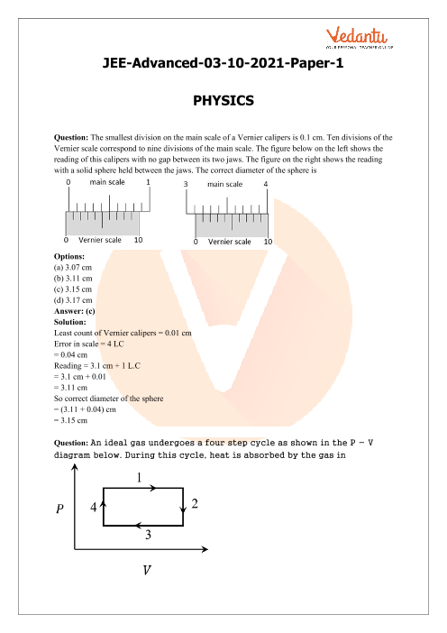 JEE Advanced 2021 Physics Question Paper 1 with Solutions part-1