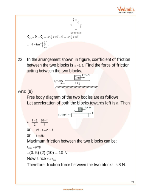 Jee Advanced Newtons Laws Of Motion And Friction Important Questions