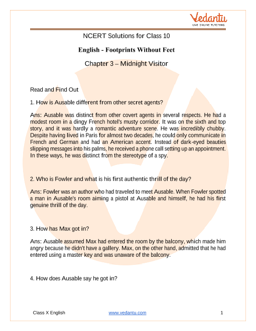Please Solve these questions (footprints) - English - The Midnight Visitor  - 13994586 | Meritnation.com