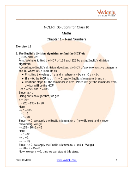 Ncert Solutions For Class 10 Maths Chapter 1 Real Numbers
