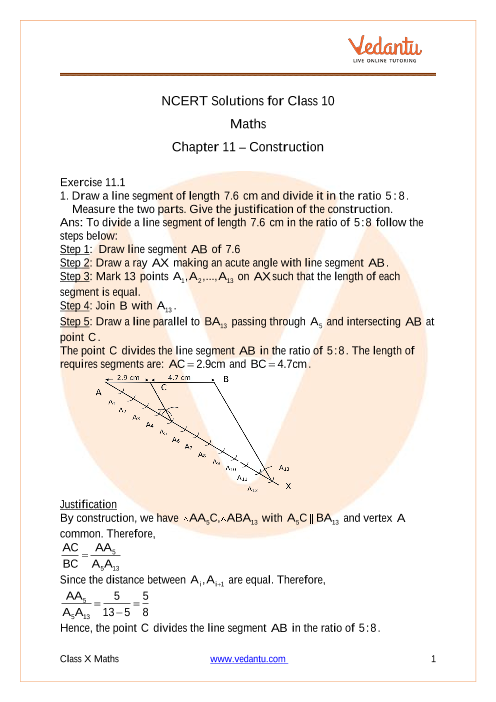 Access NCERT Solutions for Class 10 Maths  Chapter 11 – Construction part-1