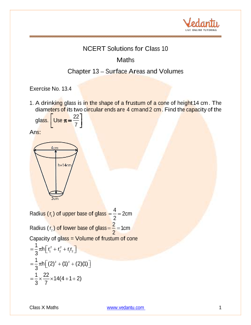 NCERT Solutions for Class 10 Maths Chapter 13 Surface Areas and Volumes (Ex 13.4) Exercise 13.4 part-1