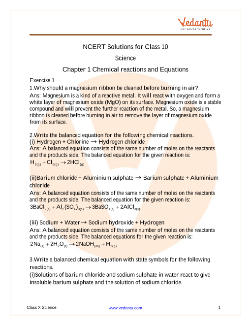 class 10th science chapter 1 assignment