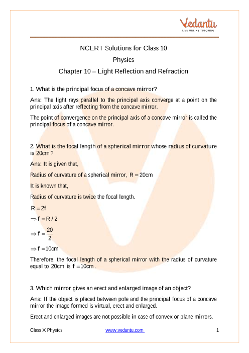 NCERT Solutions for Class 10 Science Chapter 10 part-1