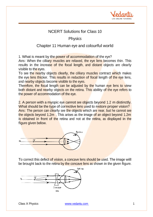 Access NCERT Solutions for Class 10 Science  Chapter 11 Human eye and colourful world part-1
