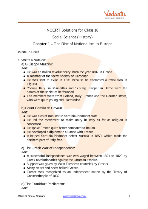 Class 10 Social Science: The Rise of Nationalism in Europe Notes - CBSE  Guidance in 2023