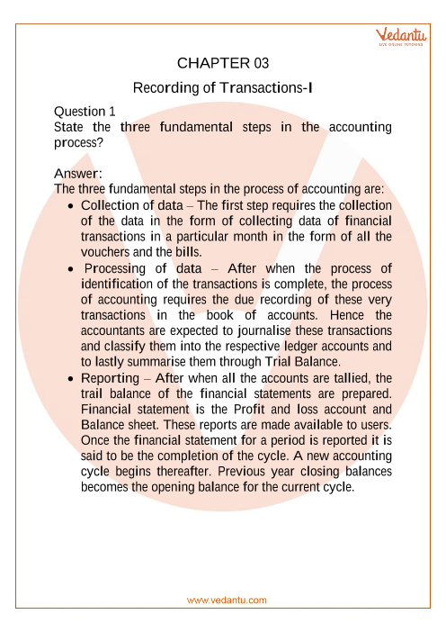 NCERT Solutions for Class 11 Accountancy Chapter 3 Recording of Transcations 1 part-1