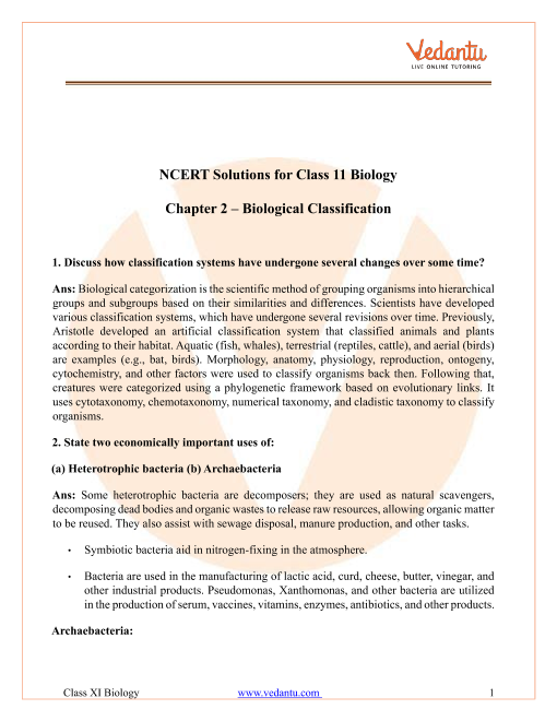 case study based questions class 11 biology chapter 2