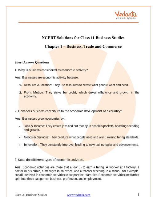 case study business studies class 11 chapter 1