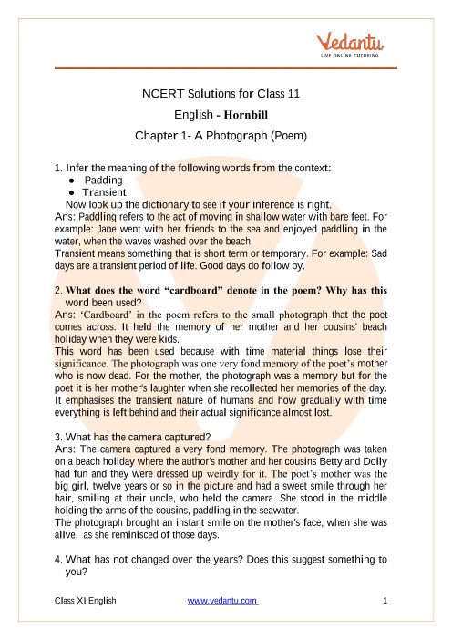 Ncert Solutions For Class 11 English