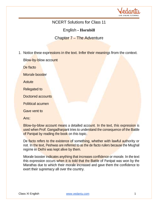 Ncert Solutions For Class 11 English Hornbill Chapter 7