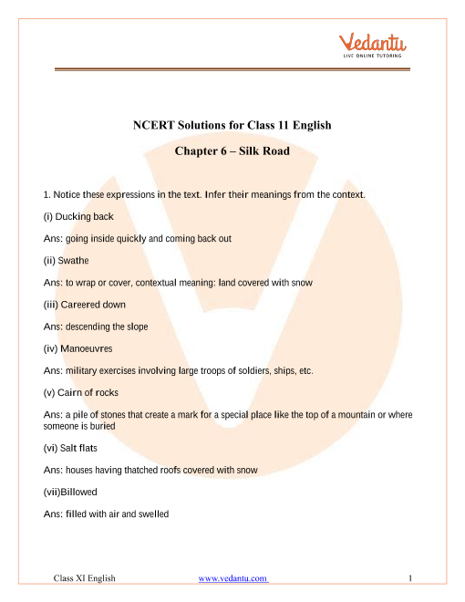 Ncert Solutions For Class 11 English Hornbill Chapter 8