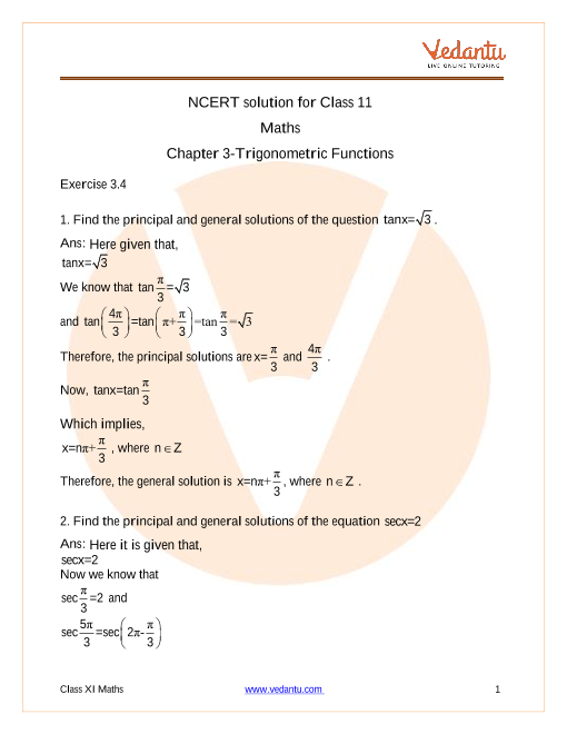 Access NCERT Solutions for Class 11 Maths Chapter 3 - Trigonometric Functions part-1