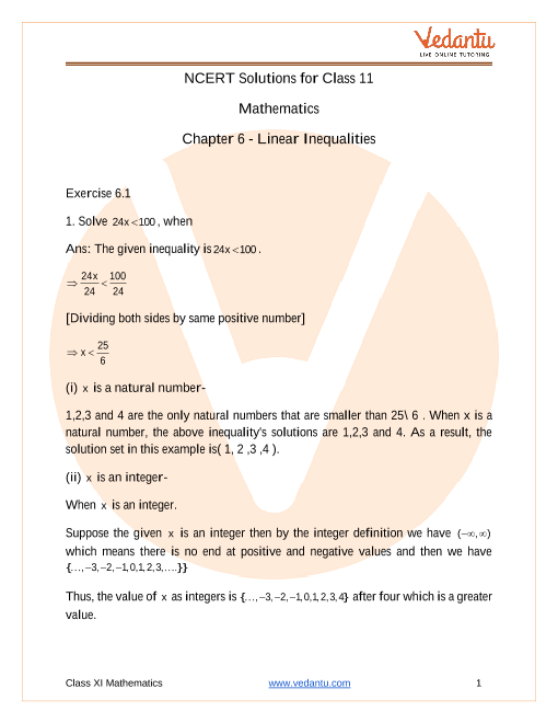 Ncert Solutions For Class 11 Maths Chapter 6 Linear Inequalities Free Pdf