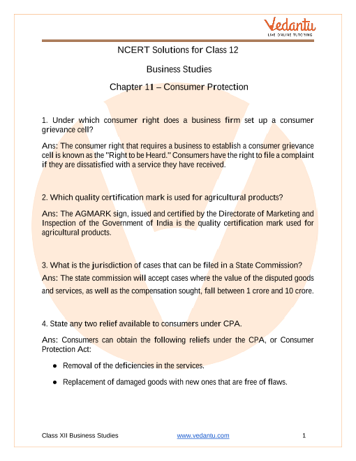 NCERT Solutions for Class 12 Business Studies Chapter 11 Marketing part-1
