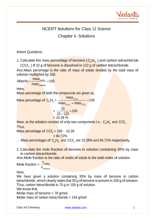 solution assignment class 12 chemistry