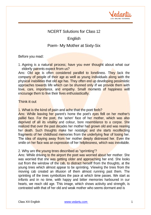 English Class 12 Chapter 1 part-1